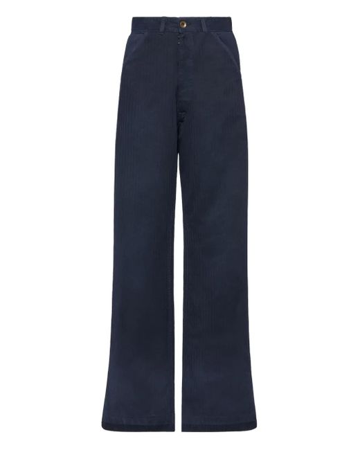 Maison Margiela Blue Button-Fastening Corduroy Trousers