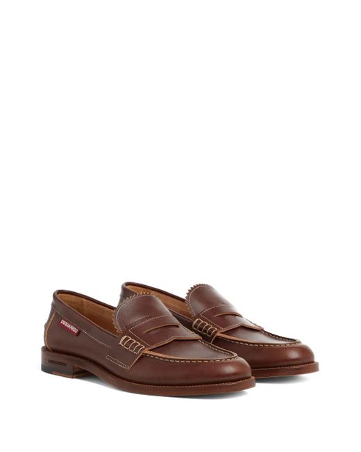 DSquared² Brown Leather Loafers for men