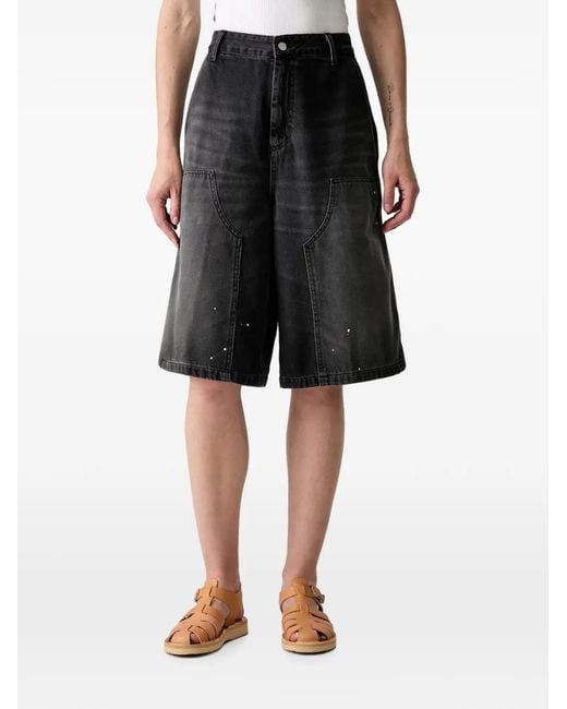 Carhartt Black Paint-Splatter Carpenter Shorts