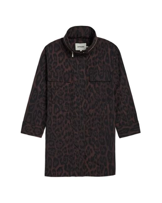 Apparis Black Bea Leopard-Print Raincoat