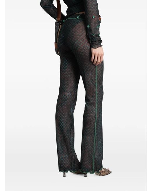 Siedres Black Check-Pattern Lettuce-Trim Trousers