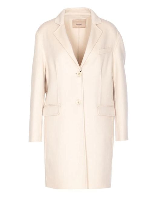 Twinset Natural Button-Fastening Single-Breasted Coat