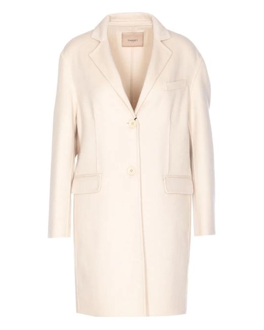 Twinset Natural Button-Fastening Single-Breasted Coat