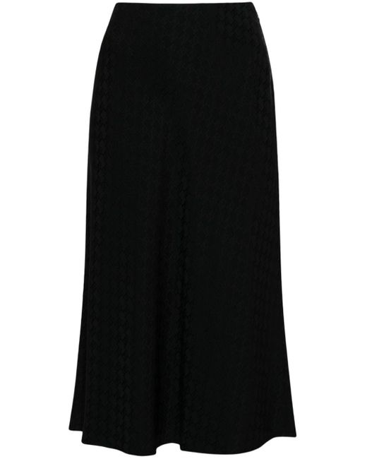 Elisabetta Franchi Satijnen Midi-rok Met Logo Jacquard in het Black