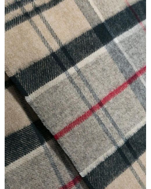 Barbour Gray Tartan Check-Pattern Scarf for men