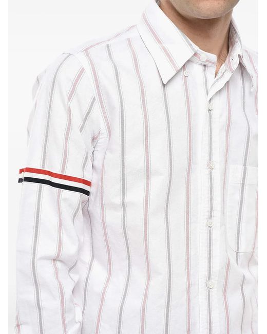 Thom Browne White Striped Button-Down Shirt for men
