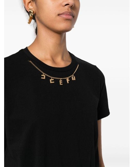 T-shirt en coton à breloque logo Elisabetta Franchi en coloris Black