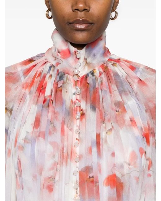 Zimmermann Multicolor "Crush" Blouse With Floral Print And Draped Design