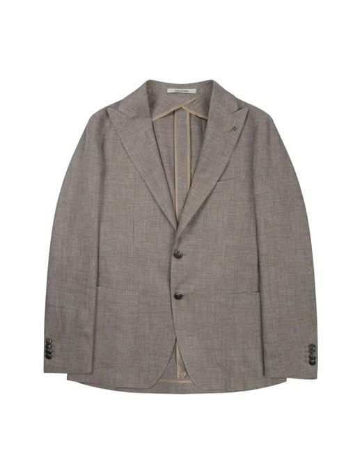 Tagliatore Gray Peak-Lapel Single-Breasted Blazer for men