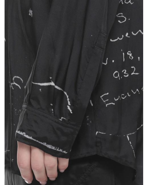 Rick Owens Black Printed V-Neck Shirt
