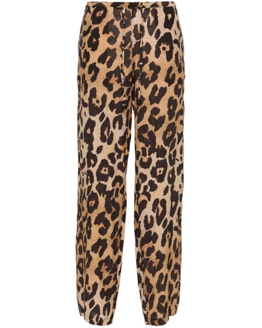 Musier Paris Brown Leopard-print Straight-leg Trousers