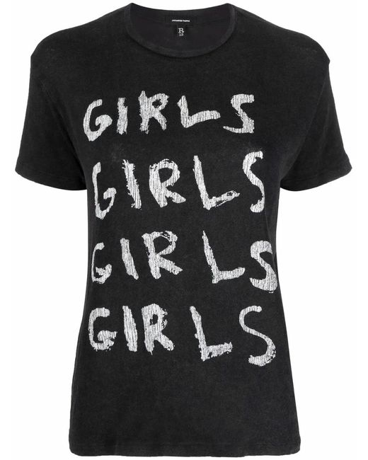 R13 Black Slogan-Print Short-Sleeved T-Shirt