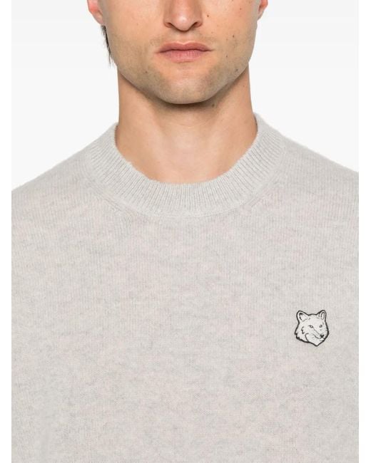 Maison Kitsuné White Fox-Motif Sweater for men