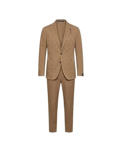 Santaniello Natural Single-Breasted Notched-Lapel Suit for men