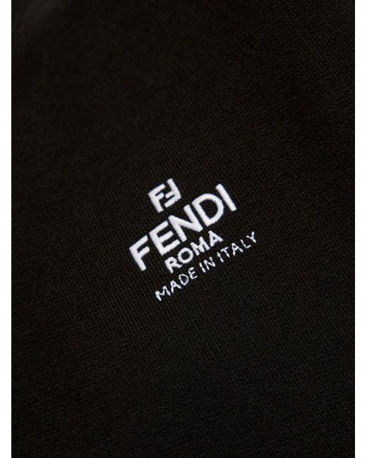 Sweat en coton à logo brodé Fendi en coloris Black
