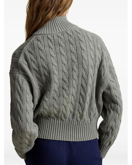 Polo Ralph Lauren Gray Cable-Knit Quarter-Zip Sweater