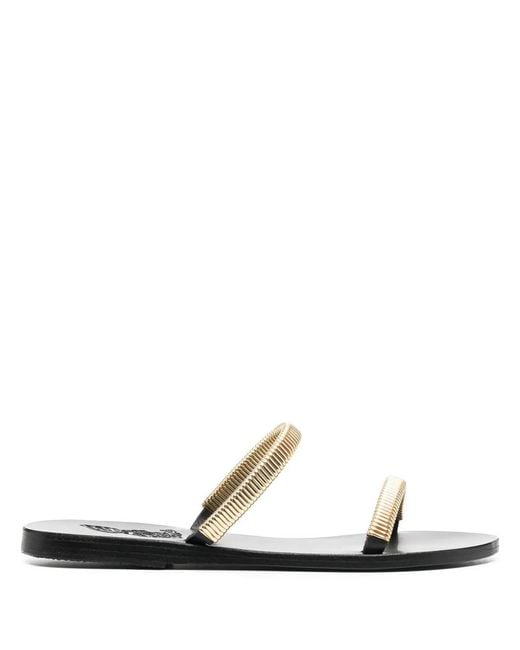 Ancient Greek Sandals White Saita Flar Sandals