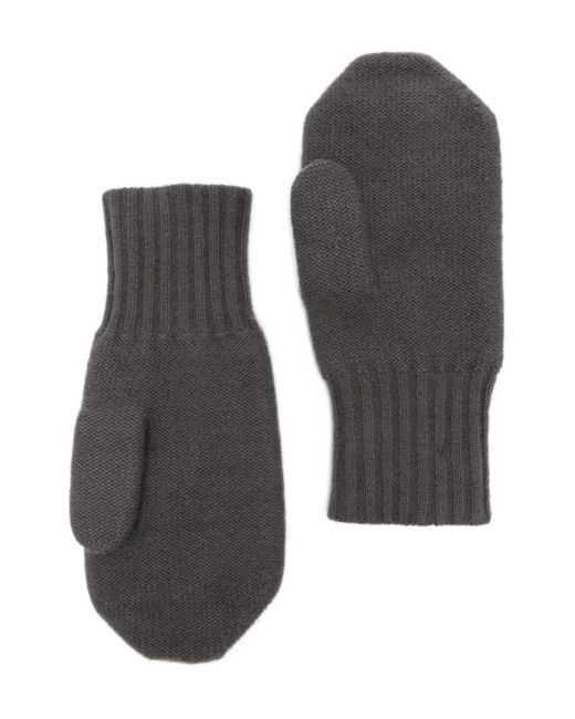 Liska Gray Ribbed-Cuff Gloves