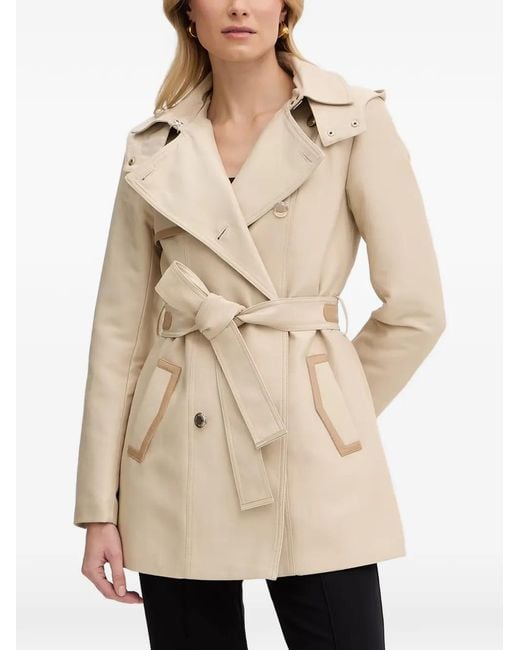 Morgan Natural Gsamir Belted Hooded Trench Coat