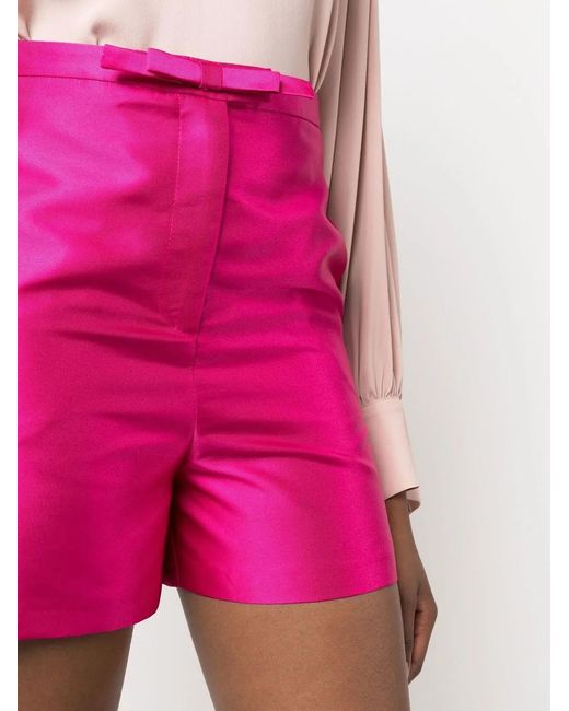 Blanca Vita Pink Satin-Finish Tailored Shorts