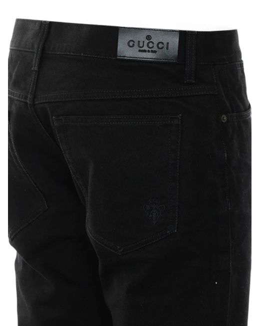Gucci Black Logo-Patch Jeans for men