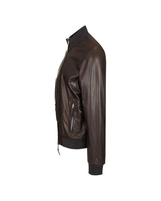 Al Duca D'aosta Black Reversible Leather Jacket for men
