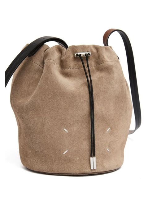 Maison Margiela Metallic Drawstring-Fastening Suede Bucket Bag