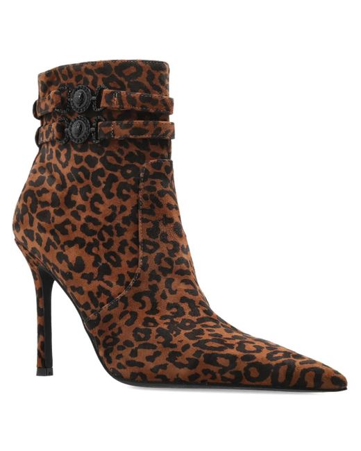 Kurt Geiger Brown Leopard-Print Heeled Ankle Boots