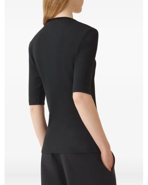 Top A Maniche Corte Con Decorazione Sullo Scollo di Fabiana Filippi in Black