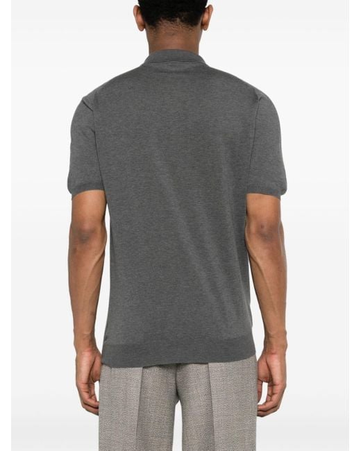 Kiton Gray Knitted Polo Shirt for men