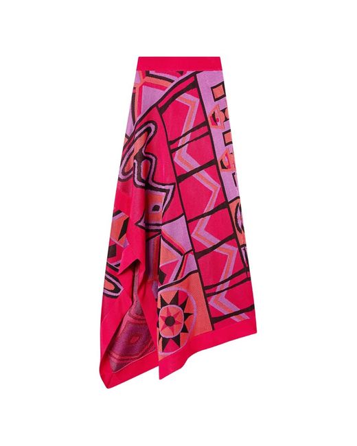 Emilio Pucci Red Jacquard Asymmetrical Skirt