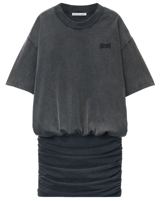 Abito Modello T-Shirt Con Ruches di Alexander Wang in Gray