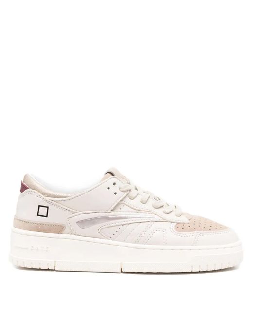 Date White Panelled Leather Sneakers