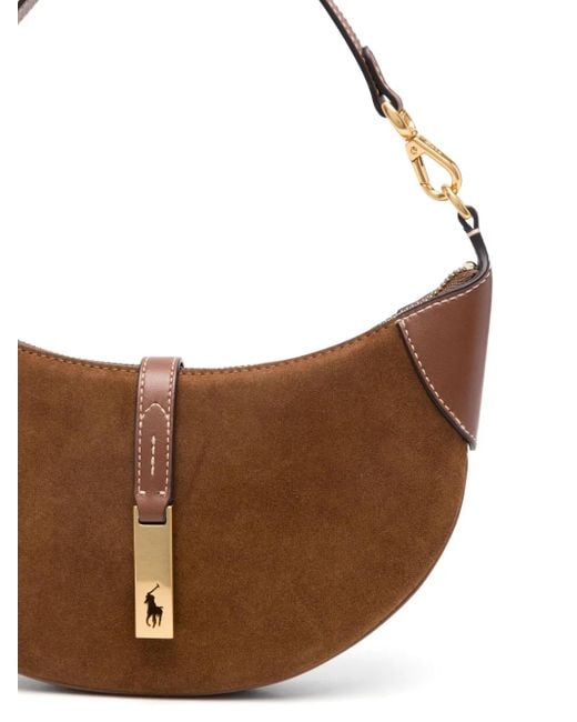 Polo Ralph Lauren Brown Mini Polo Id Suede Shoulder Bag