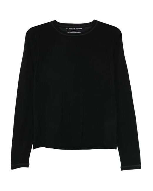 Majestic Filatures Sweater Van Merinowol in het Black