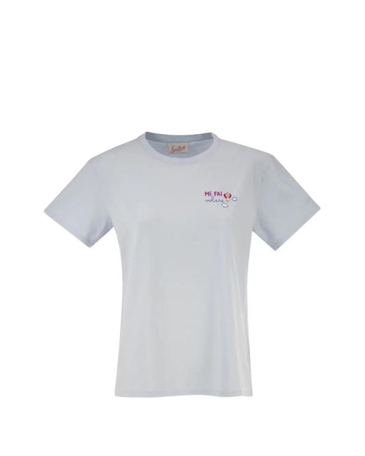 Mc2 Saint Barth Gray Embroidered Cotton T-Shirt
