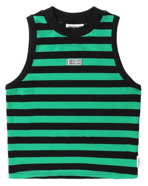 Chocoolate Green Striped Logo-print Vest