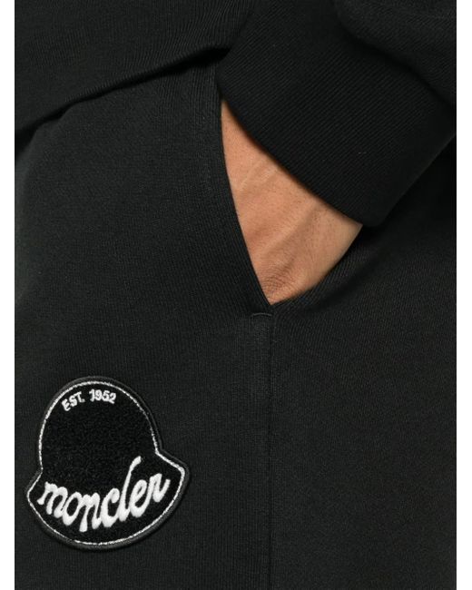 Moncler Black Cotton Track Pants With Logo for men