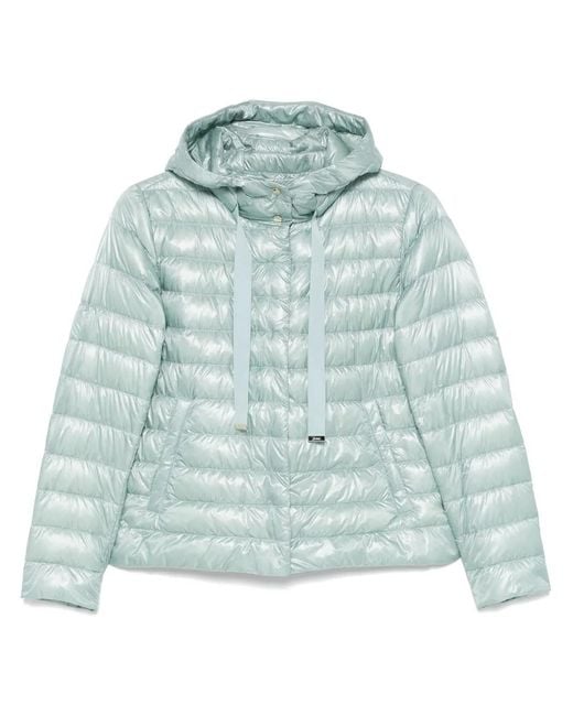 Herno Blue Cropped Padded Jacket With Hood