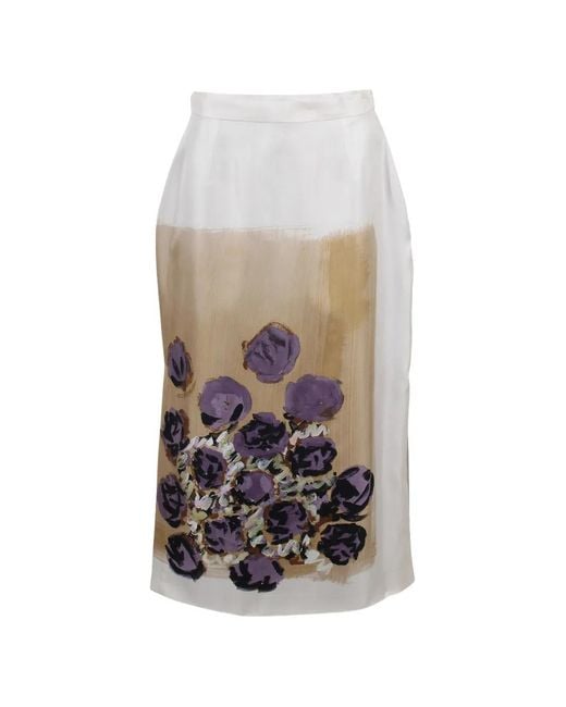 Antonio Marras White Floral-Print Midi Skirt