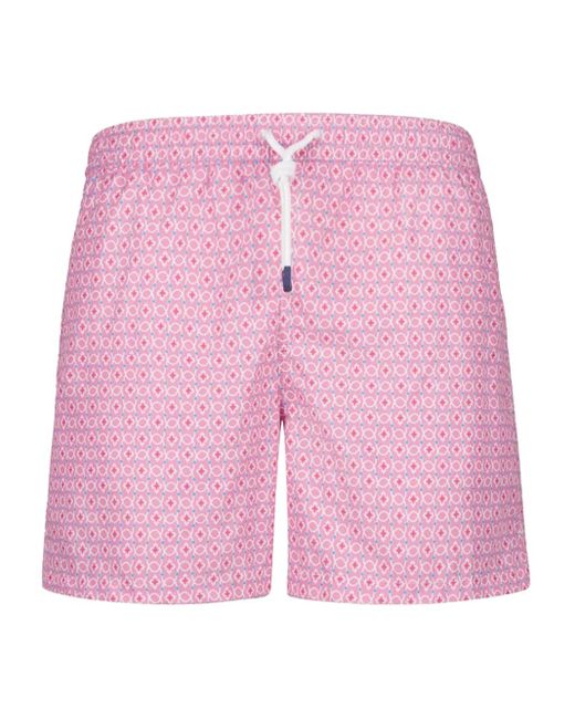 Fedeli Gemusterte Badehose Mit Stretchbund in Pink für Herren