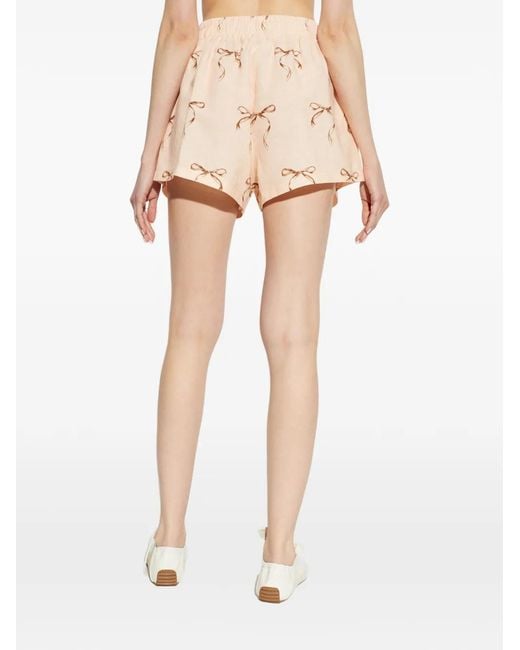 Forte_forte Natural Bow-Print Shorts