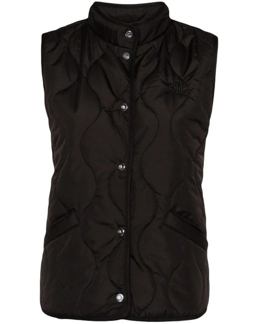 Ralph Lauren Black Mock-Neck Quilted Gilet