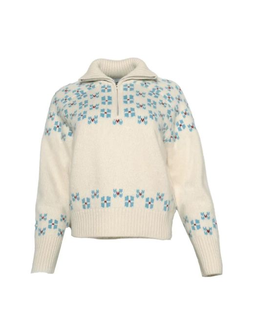 Calle Del Mar White Call Del Mar Fair Isle Zip Knitwear