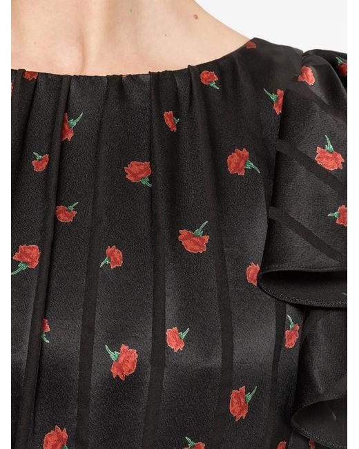 Nissa Black Robe Mi-Longue À Fleurs