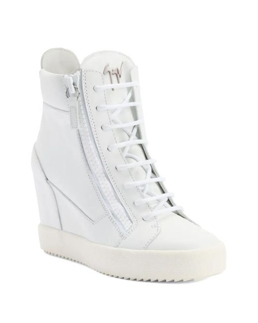 Giuseppe Zanotti White Addy Wedge Sneakers