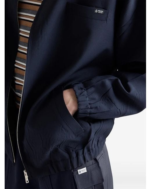 Prada Blue Mohair-Wool Blouson Jacket