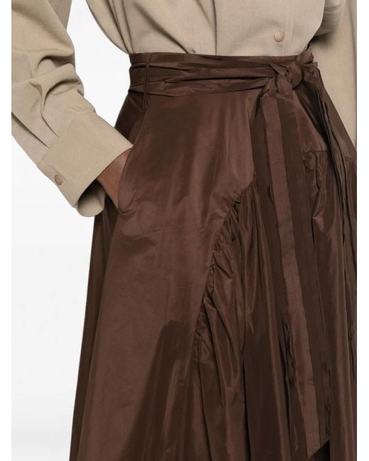 Psophia Brown Tie-Waist Maxi A-Line Skirt