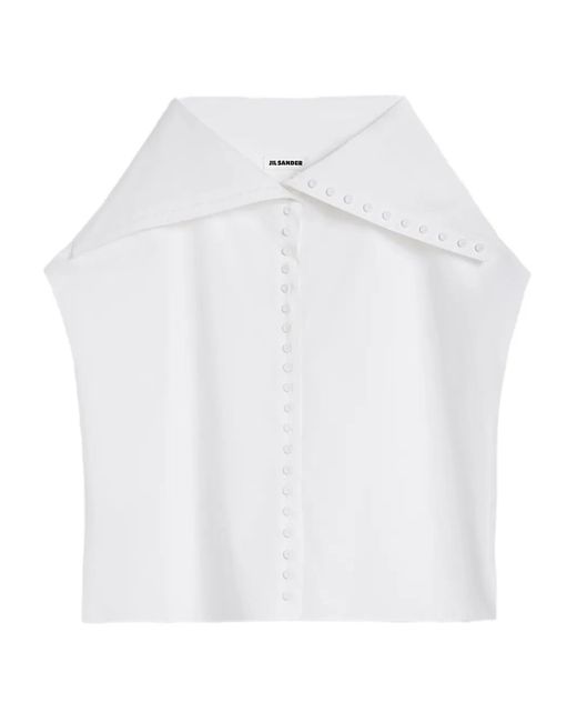 Jil Sander White Hemd Mit Matrosenkragen