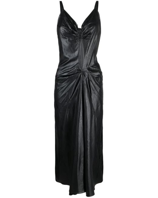 Maison Margiela Black Moiré-Effect Midi Dress